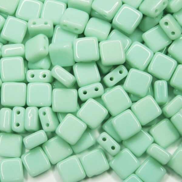 CzechMates Tile Beads Pale Jade test beadsmouse.co.uk