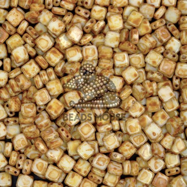 CzechMates Tile Beads T02010 Alabaster Picasso beadsmouse.co.uk