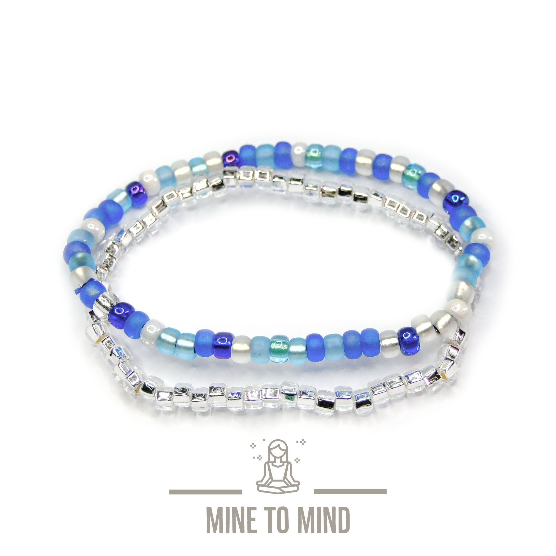 MIYUKI Seed Beads Blue MIX Elastic Seed Bead Bracelets beadsmouse.co.uk minetomind