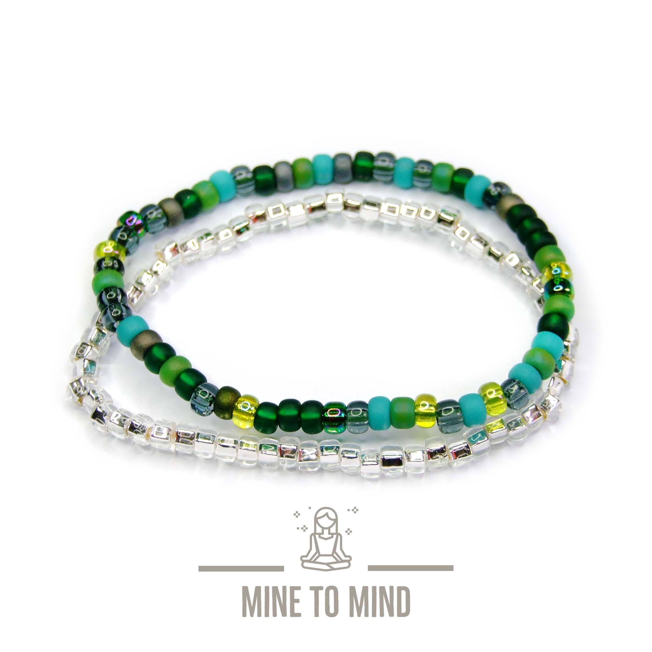 MIYUKI Seed Beads Green MIX Elastic Seed Bead Bracelets beadsmouse.co.uk minetomind