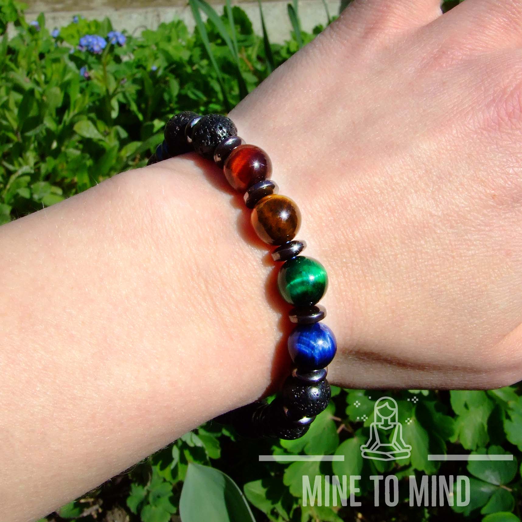 Rasta Tiger Eye Lava Bracelet Gemstone Jewellery minetomind beadsmouse.co.uk