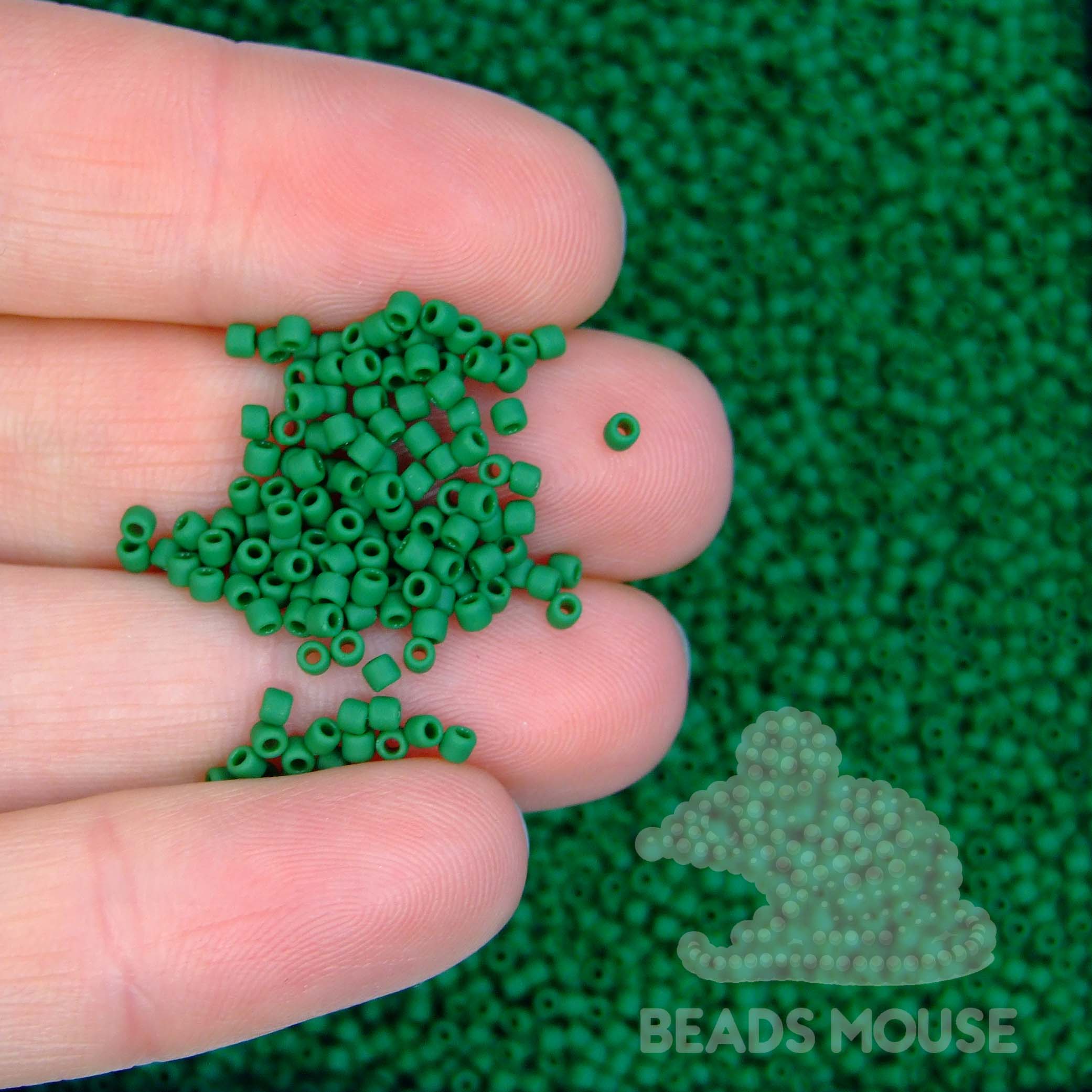 TOHO Seed Beads 47HF Opaque Frosted Pine Green beadsmouse.co.uk