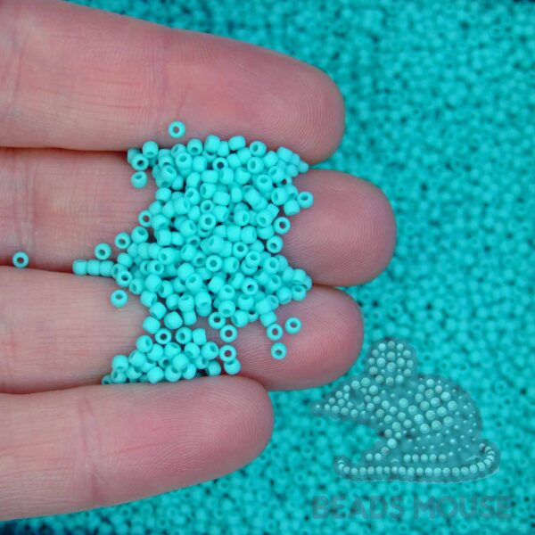 TOHO Seed Beads 55F Opaque Frosted Turquoise beadsmouse.co.uk