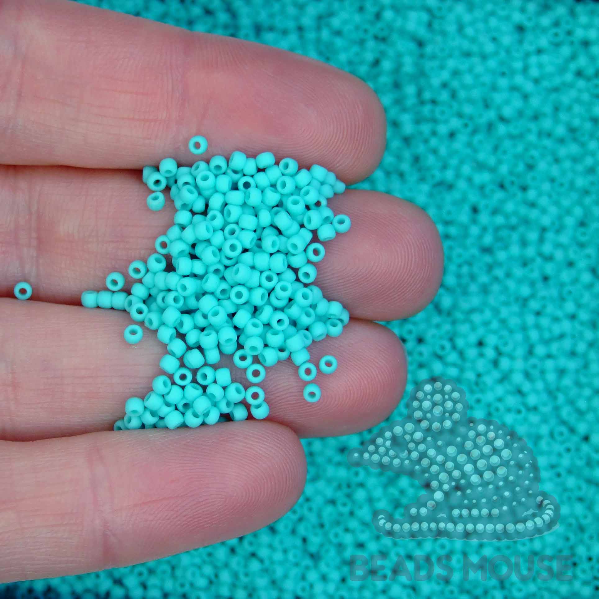 TOHO Seed Beads 55F Opaque Frosted Turquoise beadsmouse.co.uk