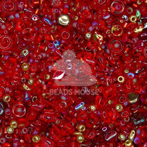 Beads MIX Siam Ruby Gold Kiss TOHO and Czech Beads beadsmouse.co.uk