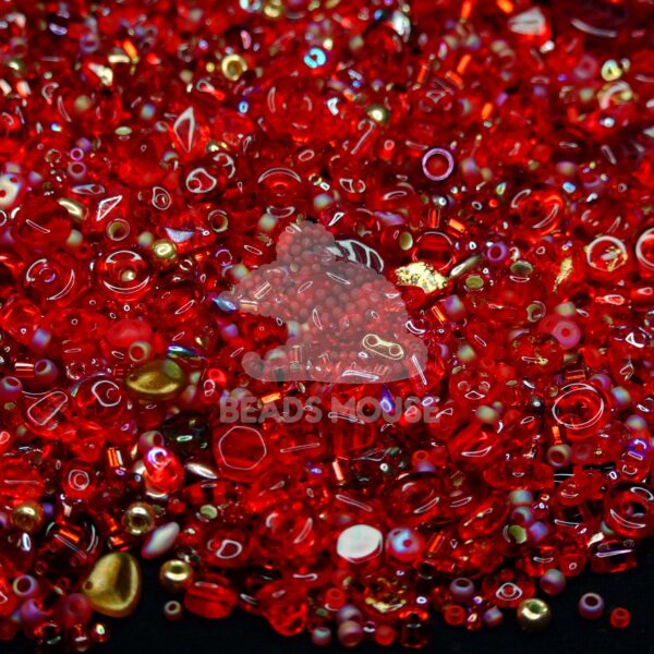 Beads MIX Siam Ruby Gold Kiss TOHO and Czech Beads beadsmouse.co.uk