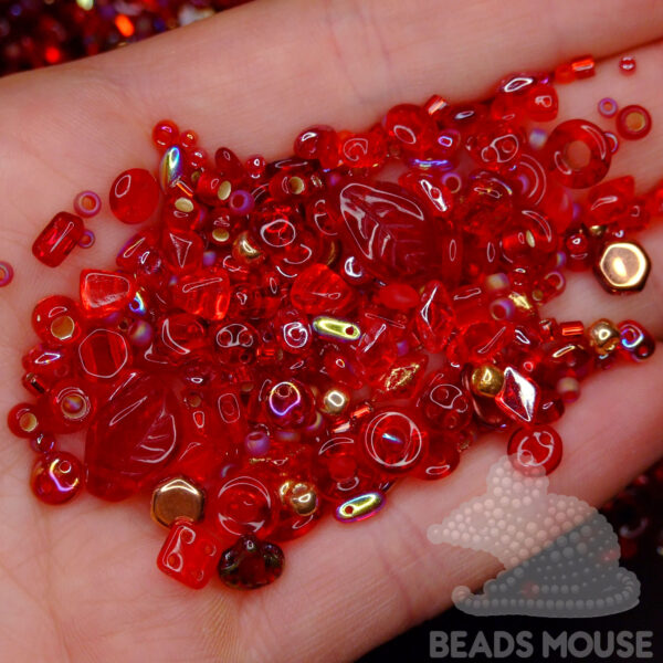 Beads MIX Siam Ruby Gold Kiss TOHO and Czech Beads beadsmouse.co.uk