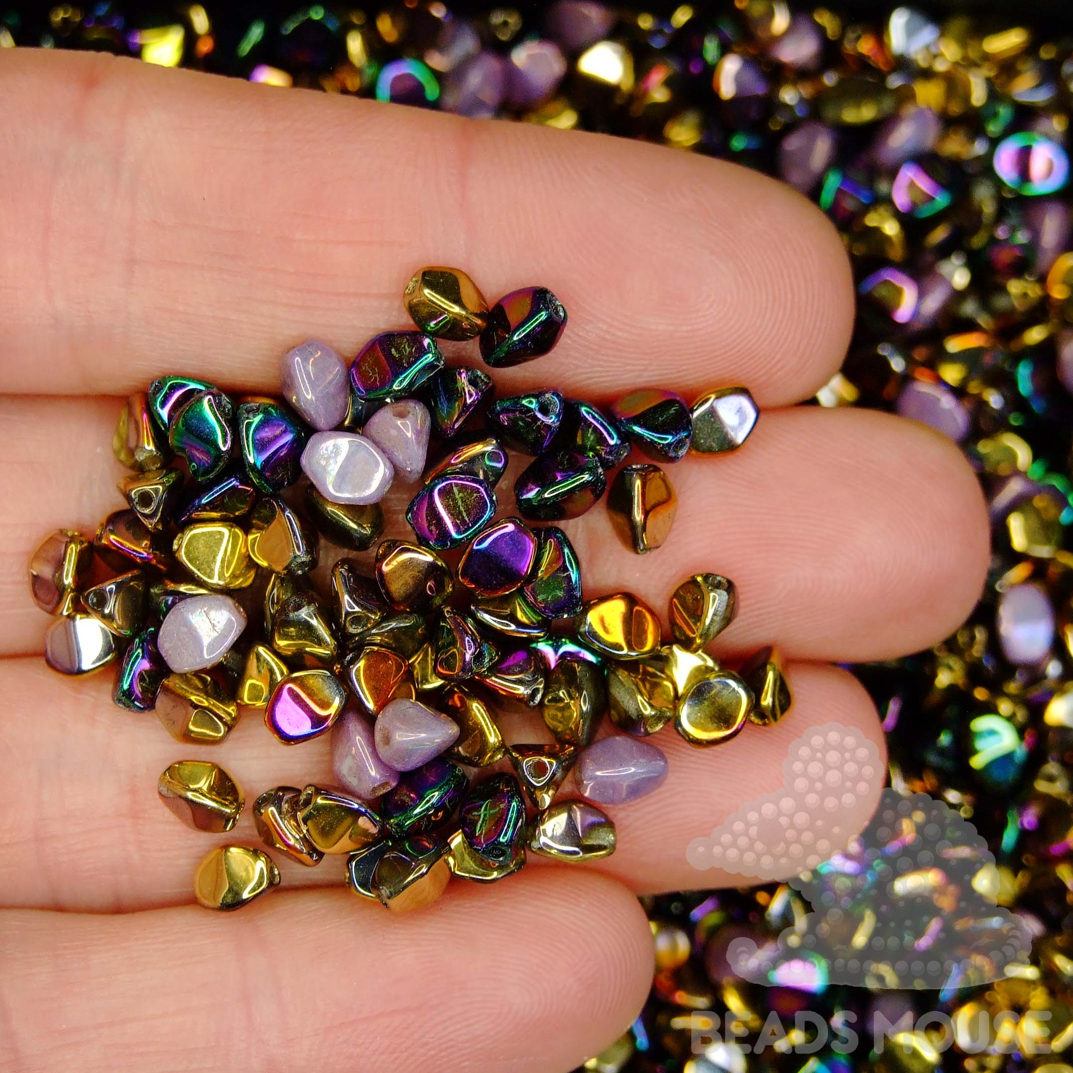 Kumihimo Pinch Beads IRIS Purple Gold Mix beadsmouse.co.uk 002