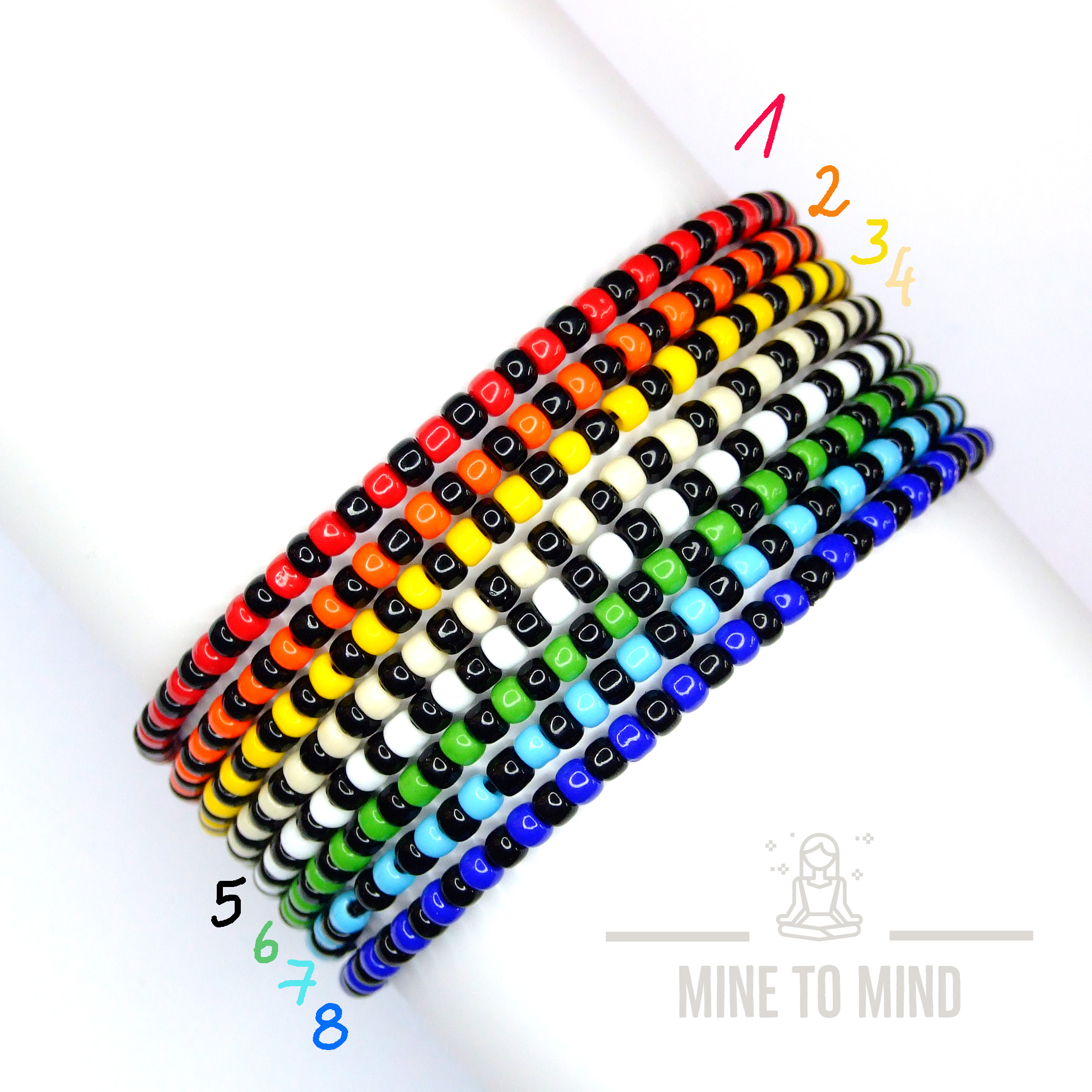 Elastic Bracelets Checkerboard Pattern Seed Bead Bracelets