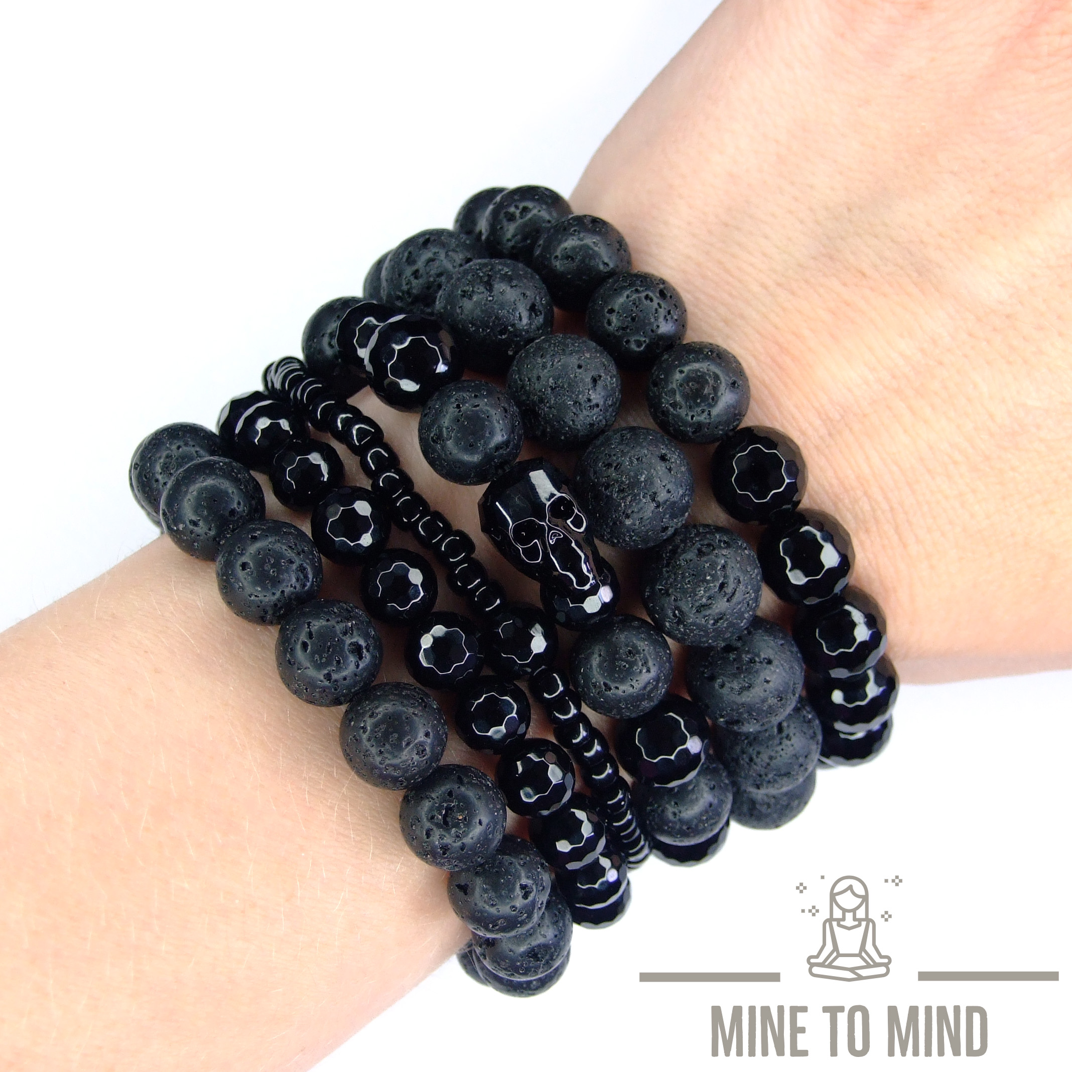 Lava Black Onyx Skull Bracelets mine to mind beadsmouse.co.uk 0001