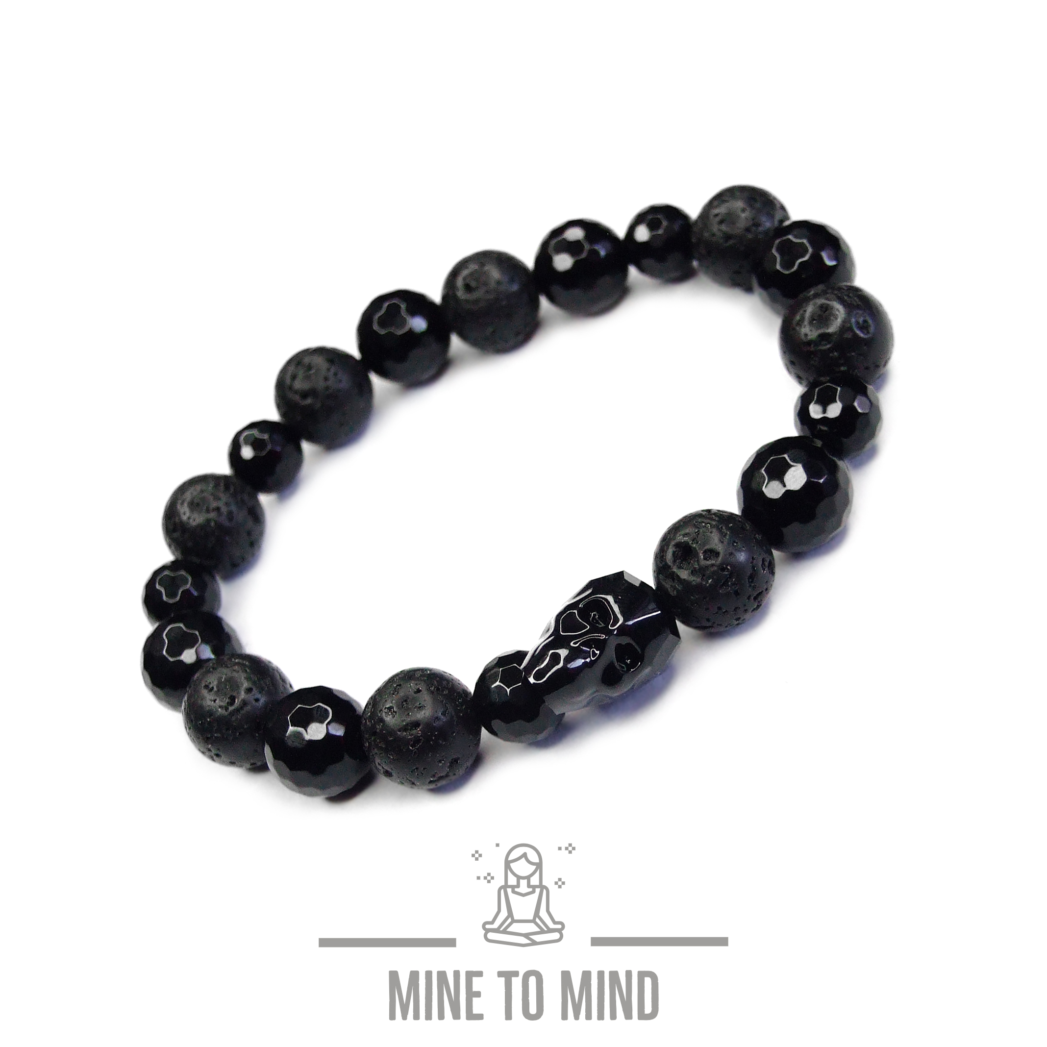 Lava Black Onyx Skull Bracelets mine to mind beadsmouse.co.uk