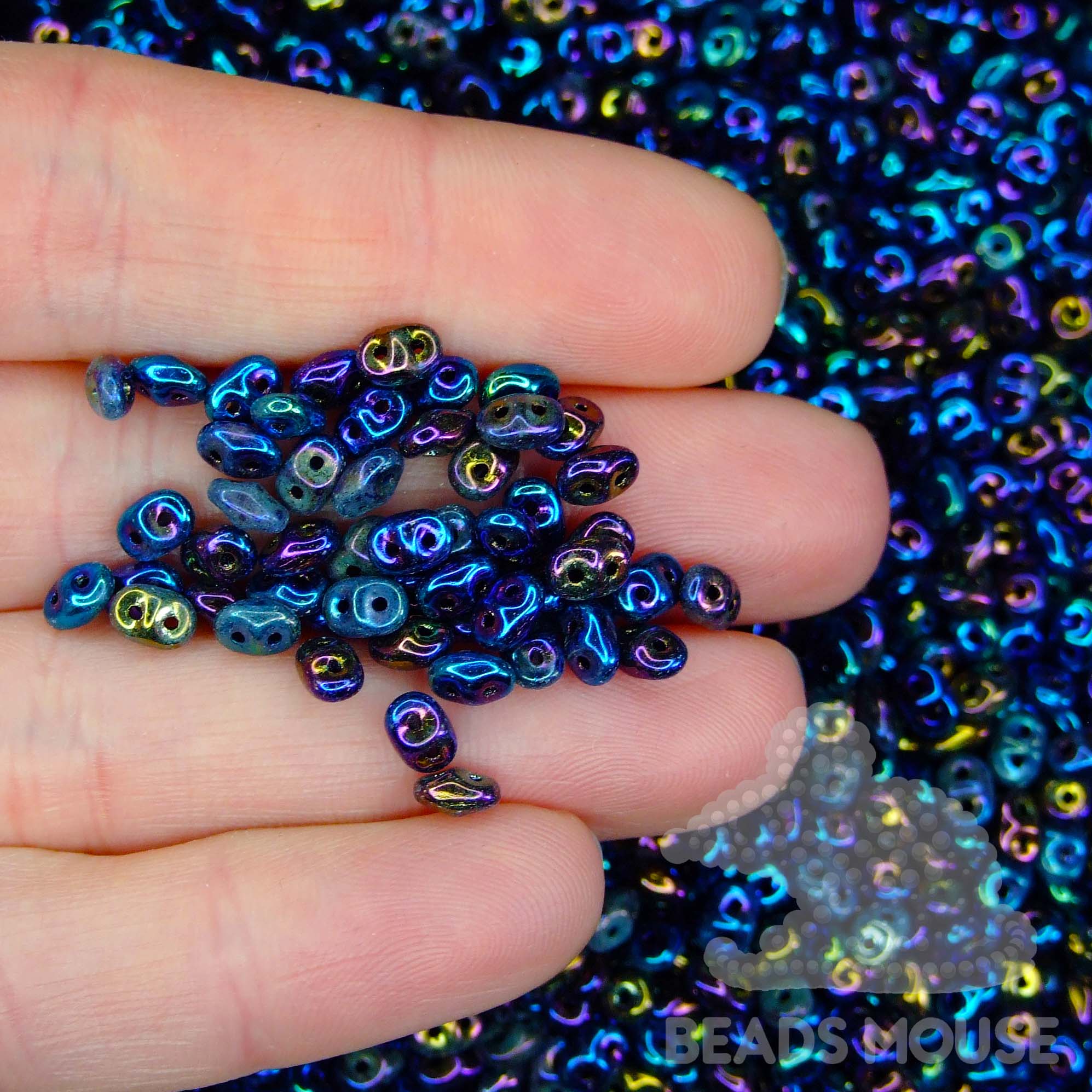 MATUBO SuperDuo Beads IRIS Blue beadsmouse.co.uk
