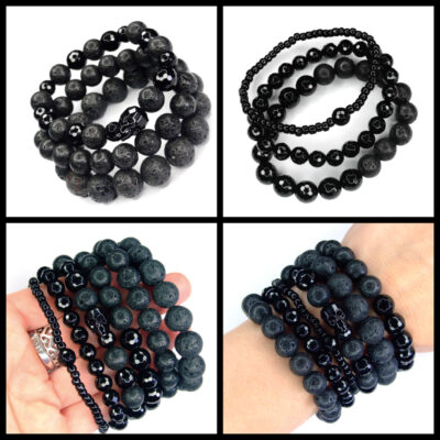Lava Black Onyx Skull Bracelets mine to mind beadsmouse.co.uk 004