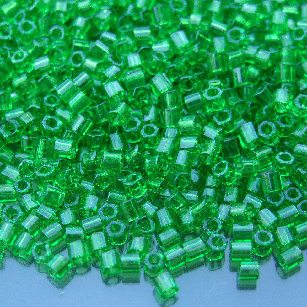 TOHO Hexagon Beads 7 Transparent Peridot 3mm beadsmouse.co.uk 02